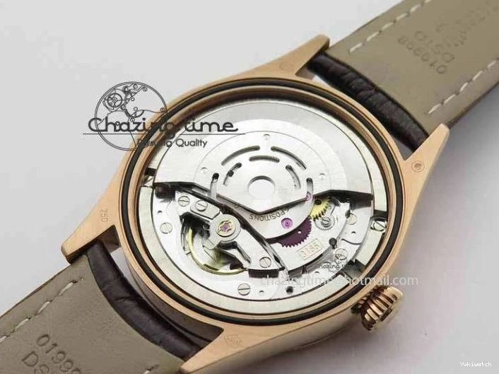 Brown On VF Date Best Cellini Dial A3165 White Strap RG Stick Markers Leather Edition 0104